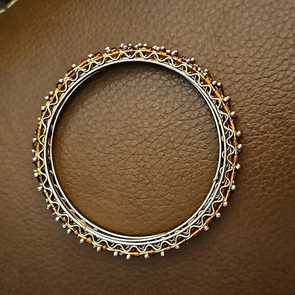 Vintage Dainty Brass Lace Beaded Stackable Bangle Bracelets - Picture 3 of 5